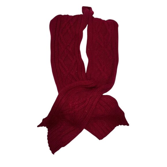 Ann Taylor LOFT cranberry red cable knit scarf - Picture 2 of 4